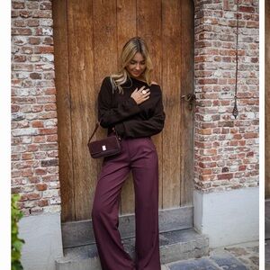 Elegant Burgundy Wide-Leg Pants